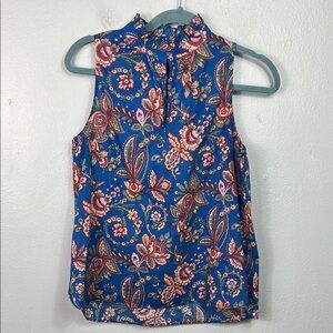 J. Crew Liberty Fabric Floral Print Sleeveless Ruffle Neckline Blouse 2